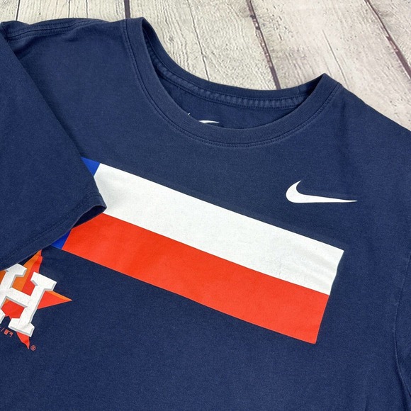 Houston Astros Shirt Nike Tee MLB Baseball Blue Short‎ Sleeve Crew Neck Astros L - Picture 1 of 9